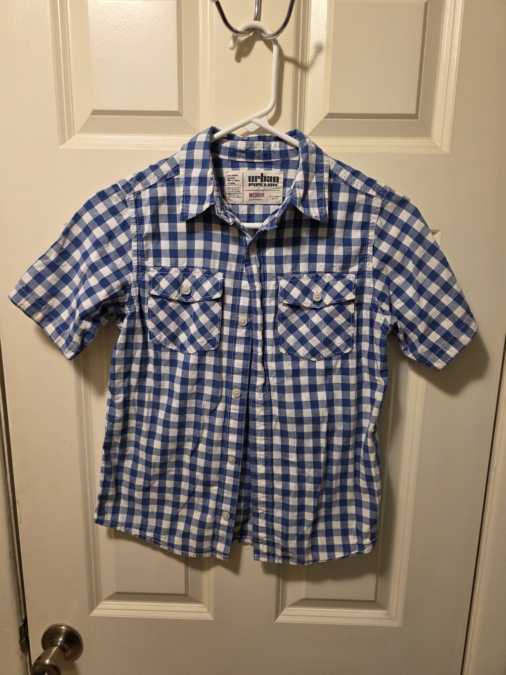urban pipeline Blue & White Gingham Short-Sleeve Button-Down Shirt